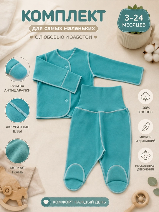 Комплект для роддома, кофта и ползунки