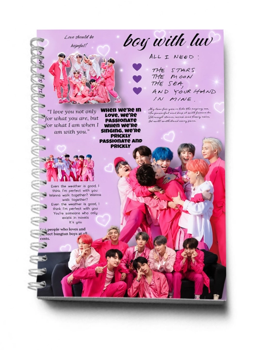 BTS, K-POP, bloknot va planner 2 tasi 1 da - 30 varaqli, 2 bo'limli