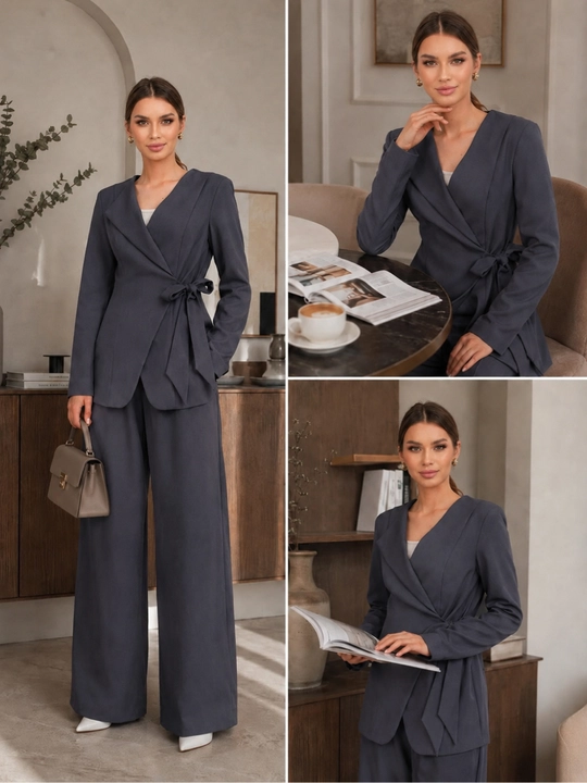 Ayollar uchun klassik kostyum, ikki qismli kostyum shim bilan blazer