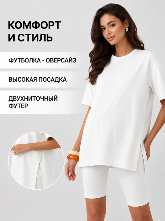 Одежда для беременных и кормящих, женский комплект с велосипедками, хлопок, ORZU-TEKS