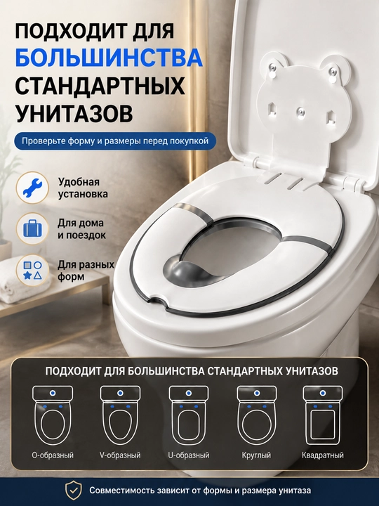 Детское сиденье на унитаз, складное, с присосками, подходит для 99% унитазов - 