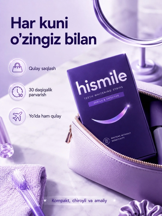 Отбеливающие полоски для зубов Hismile, без перекиси