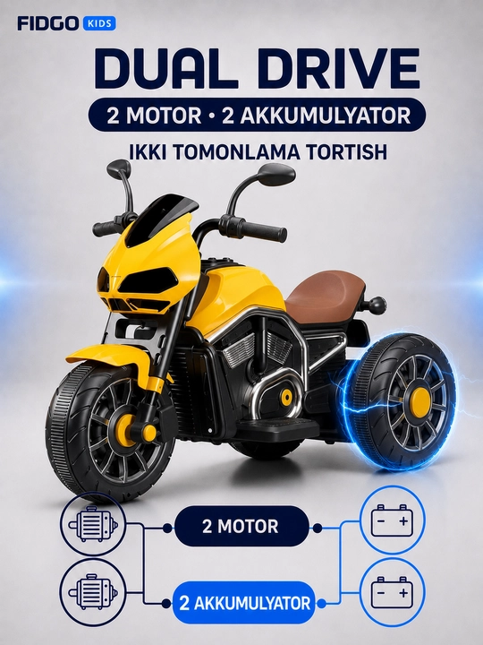 FIDGO bolalar elektr transporti, elektromobil, mototsikl va kvadrotsikl