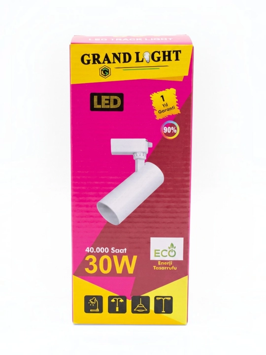 Светодиодный трековый светильник Grand Light 30W, белый потолочный спот - 