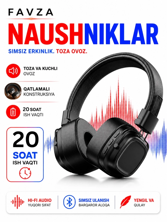 Mikrofonli quloqchinlar, simsiz, iPhone va Android uchun mos - 
