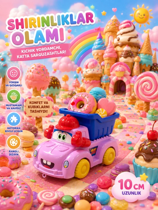 Bolalar uchun plastik o‘yinchoq traktor/transport vositasi, o‘yinchoq transport