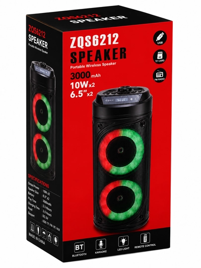 Караоке колонка ZQS6212, портативная Bluetooth акустика с микрофоном, 6.5" - 