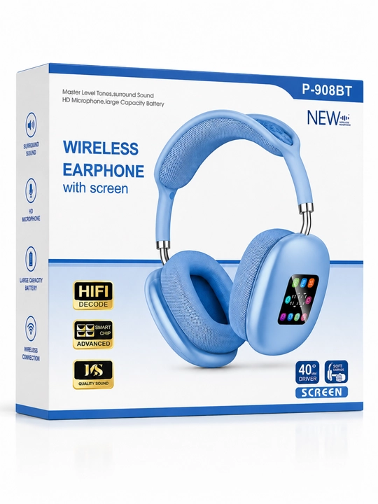P-908BT simsiz Bluetooth sensorli ekran va mikrofonli quloqchinlar