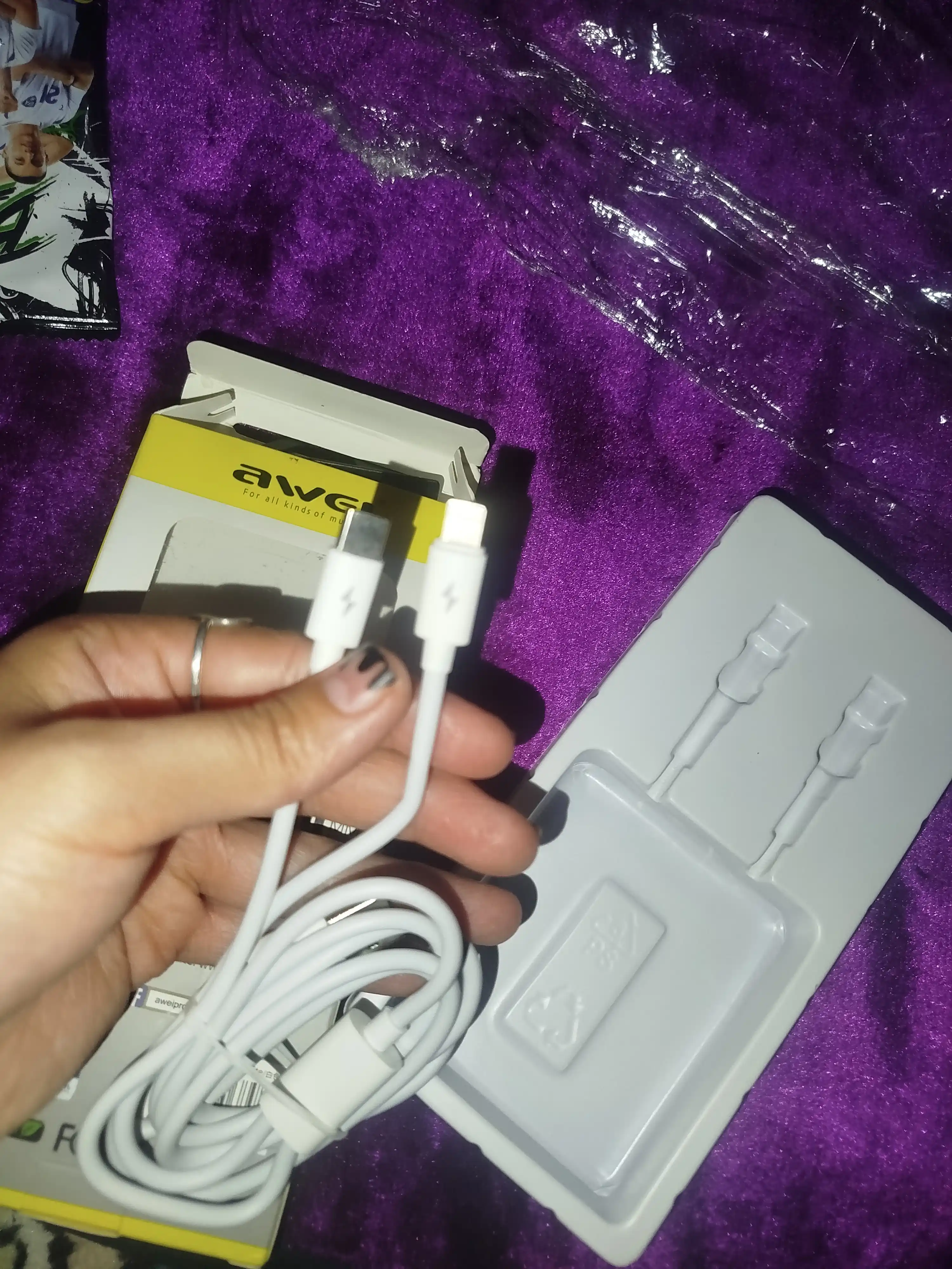 Awei CL-79 Кабель USB Type-C+lightning для быстрой зарядки, 30 см, для Android IOS