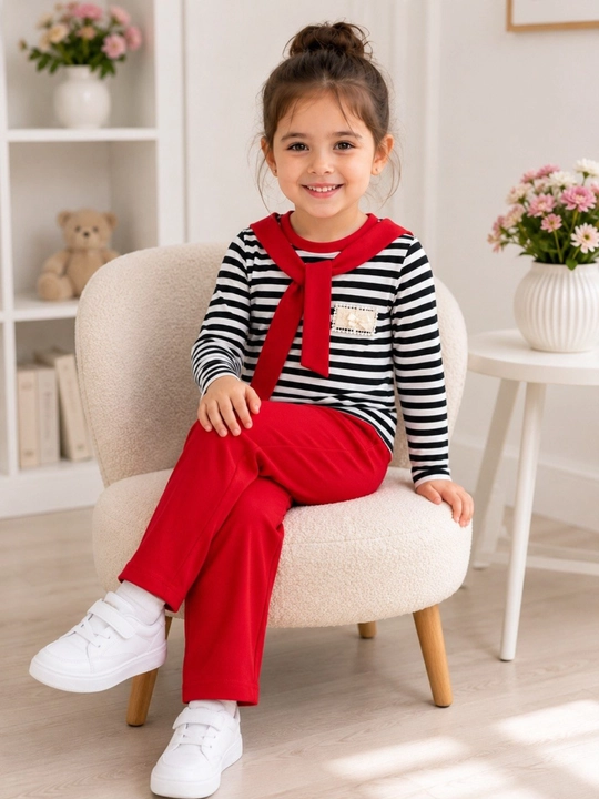Комплект одежды для девочки, костюм кофта и широкие брюки 3–5 лет