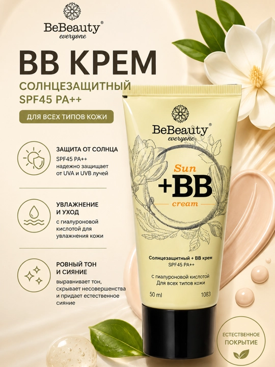 BB-крем для лица + солнцезащитный крем, SPF, 50мл - 