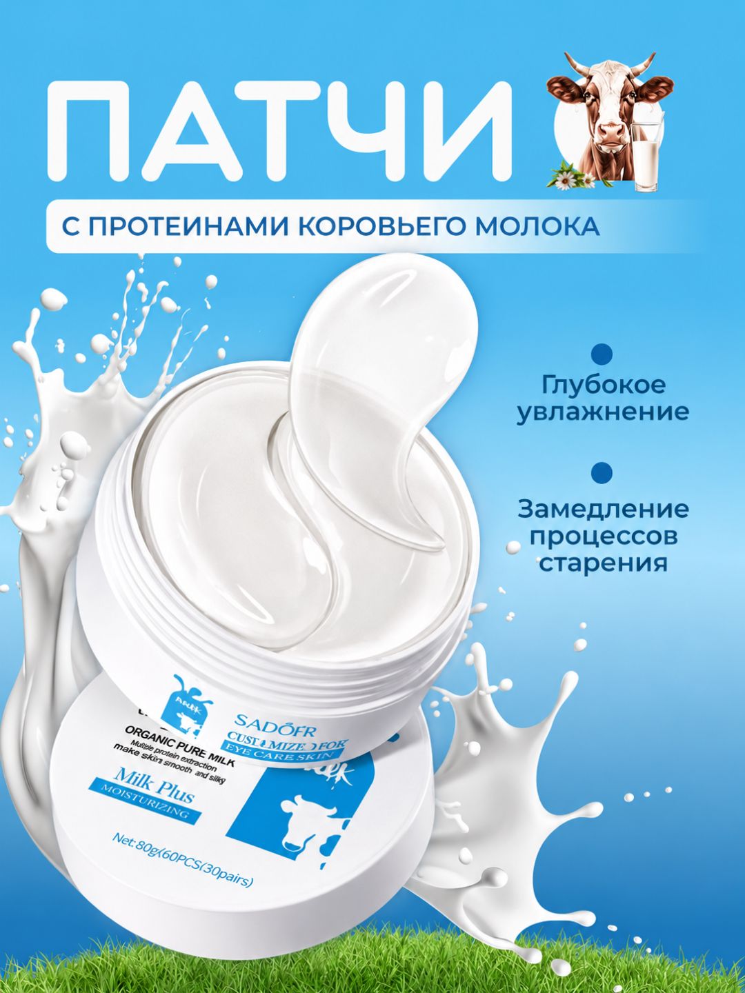 Инновационный патчи для кожи вокруг глаз, гидрогелевые, антивозрастные, 60 шт - 