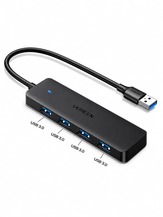 UGREEN USB 3.0 Hub, 4-портовый USB-хаб, USB-C порт питания, 5 Гбит/с, 0.15м / 1м