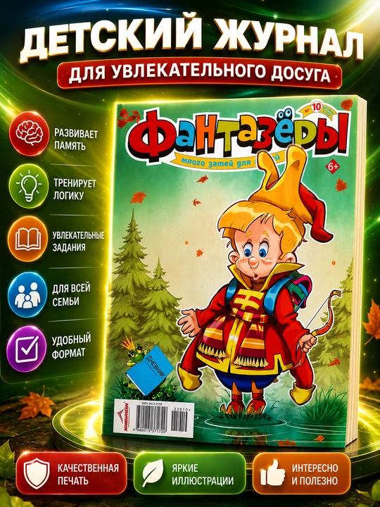 Фантазёры детский развивающий журнал и книга для детей, на русском языке - 