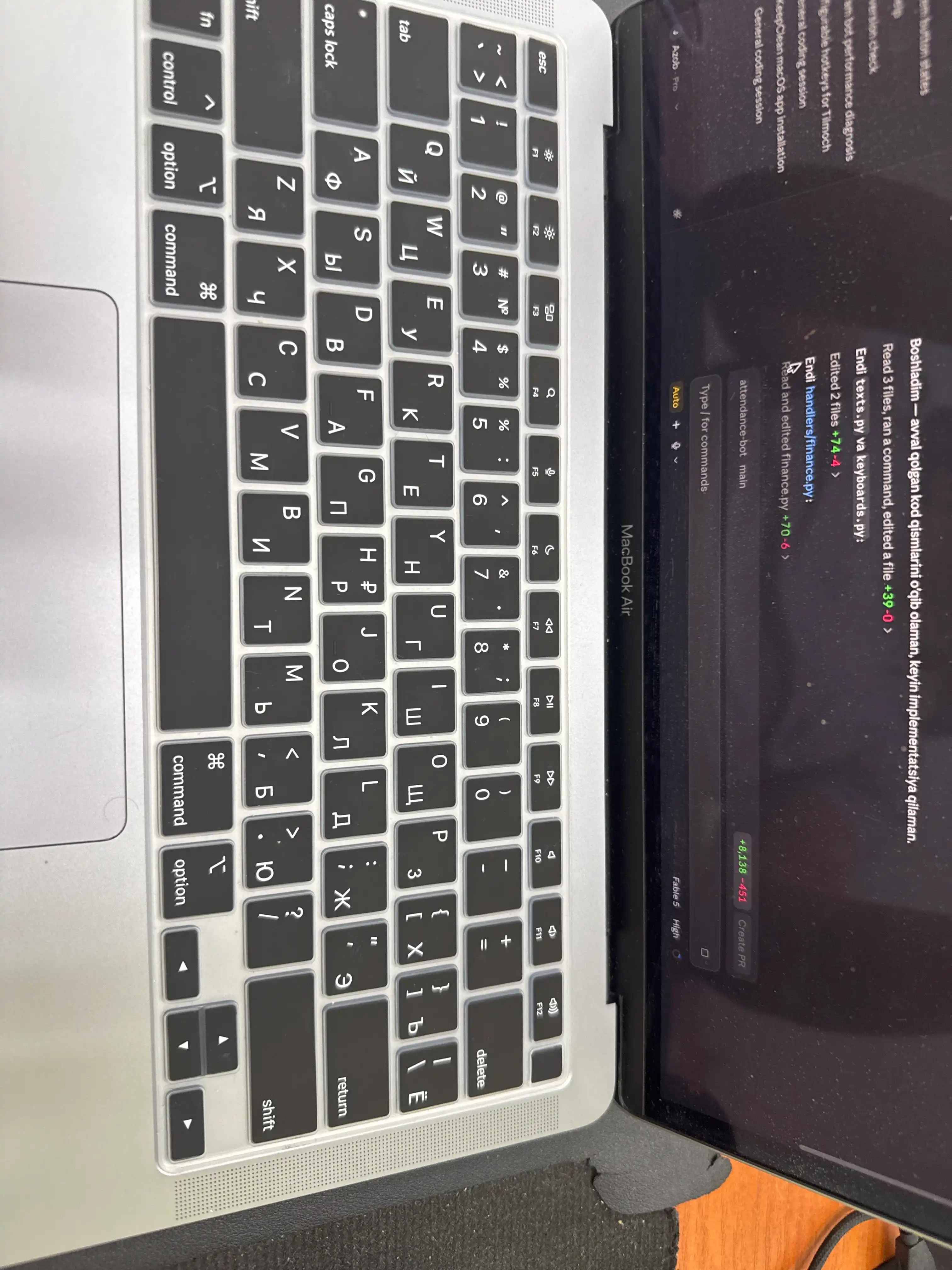 Пленка/наклейка на клавиатуру с русской раскладкой для Macbook Air/Pro/13.3/13.6/M1/M2
