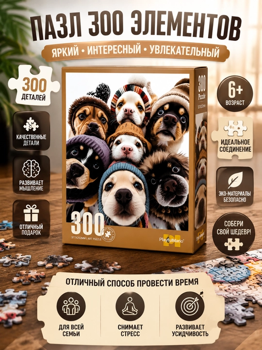 Мозаика 300 элементов Милые щенки, пазл для взрослых и детей, подарок, головоломка - 