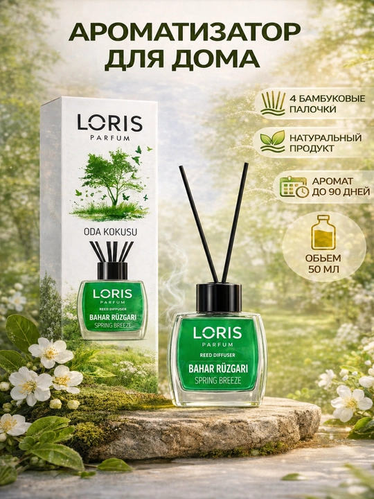 Ароматический диффузор LORIS Parfum с палочками для дома и офиса, освежитель воздуха - 