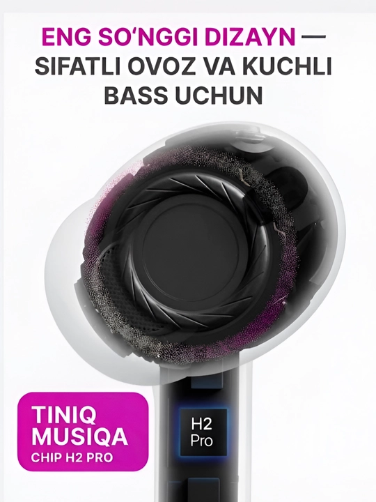 Pods Pro 2 simsiz quloqchinlari, Ayfon va Android uchun Bluetooth, sensorli