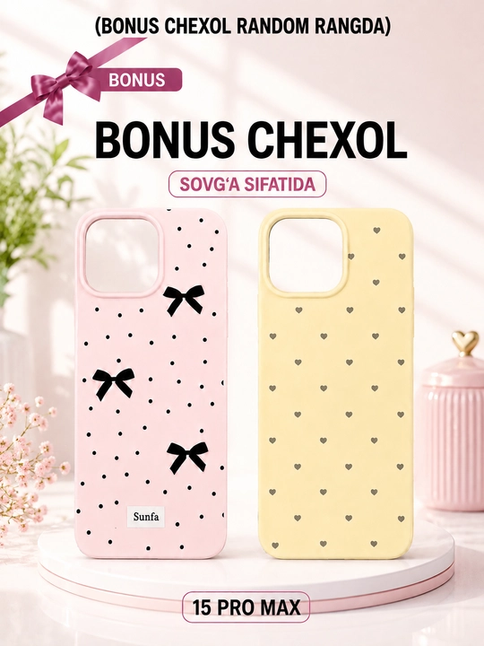 Bantikli naqshli telefon chexoli, kamera himoyasi va bonus sovg‘a
