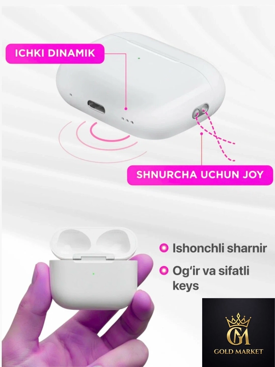 Pods Pro 2 simsiz quloqchinlari, Ayfon va Android uchun Bluetooth, sensorli