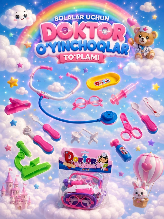 Игровой набор доктора для детей с медицинскими аксессуарами, 3+