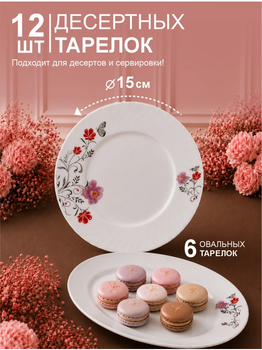 Набор посуды на 12 человек стеклокерамика torix nabor 84 person