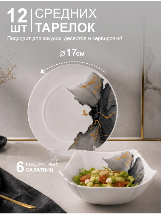Набор посуды на 12 человек стеклокерамика torix nabor 84 person
