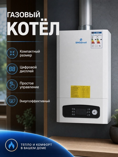 SMGGood 18 kW ikki konturli gaz isitish qozoni, uy va kvartira uchun - 