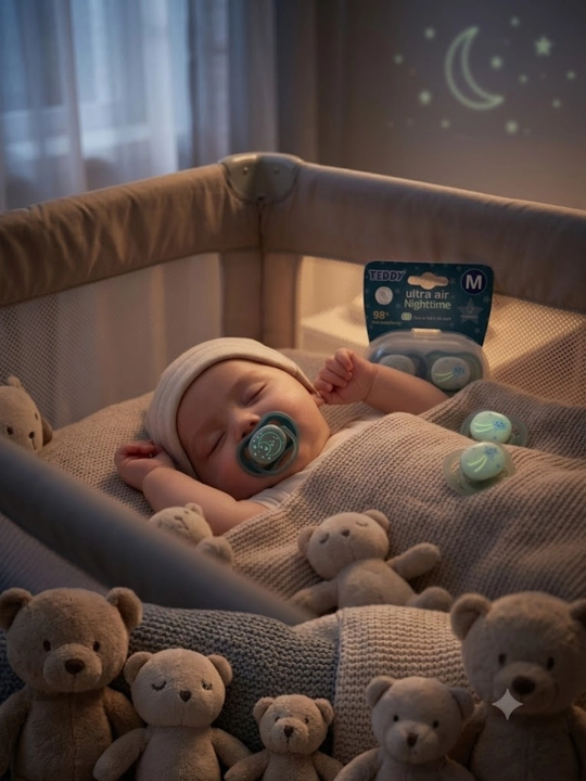 Набор пустышек TEDDY ultra air Nighttime, соска светящаяся в темноте ортодонтическая, 2 шт