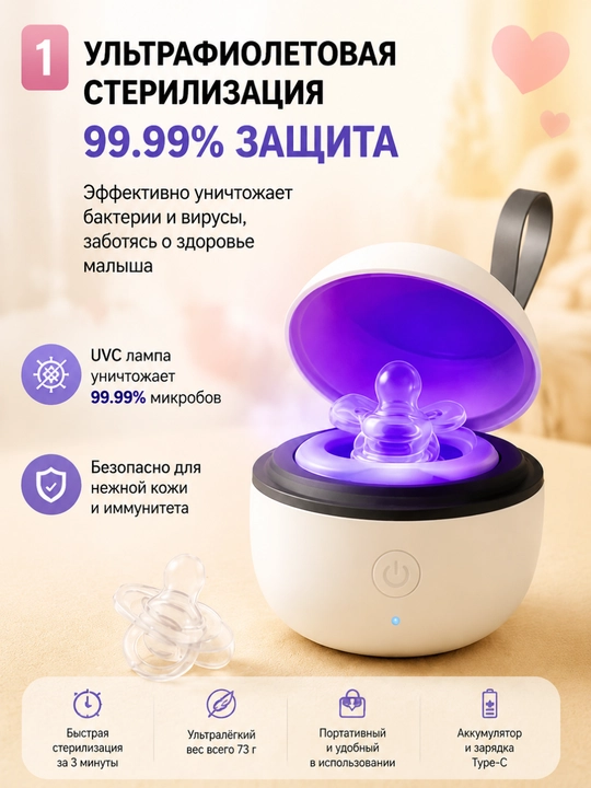 Ko‘chma ultrabinafsha sterilizator, emzik va so‘rg‘ichlar uchun