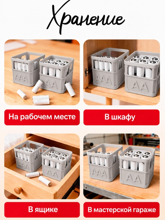 Кейс-бокс органайзер для батареек и аккумуляторов AA / AAA (2 шт)