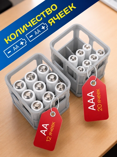 Кейс-бокс органайзер для батареек и аккумуляторов AA / AAA (2 шт)