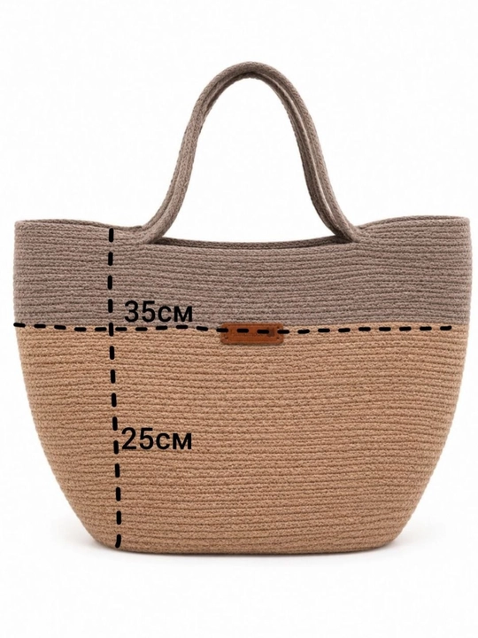 Ikki rangli ayollar shopper sumkasi, 35×25 sm