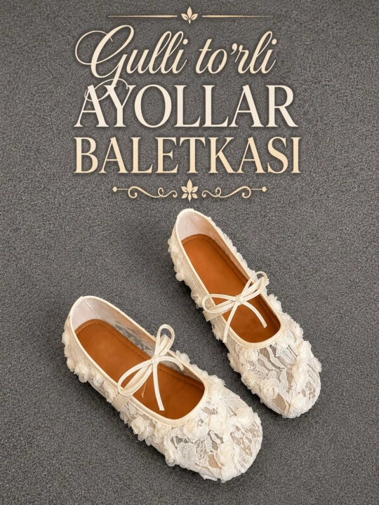 Ayollar uchun oq to‘rli baletkalar