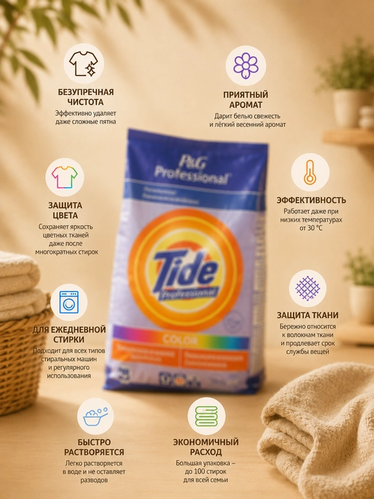Tide color стиральный порошок, универсальный, 10 кг