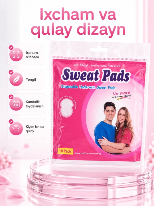 Bir martalik qo'ltiq osti stikerlari Sweat Pads, 10 dona