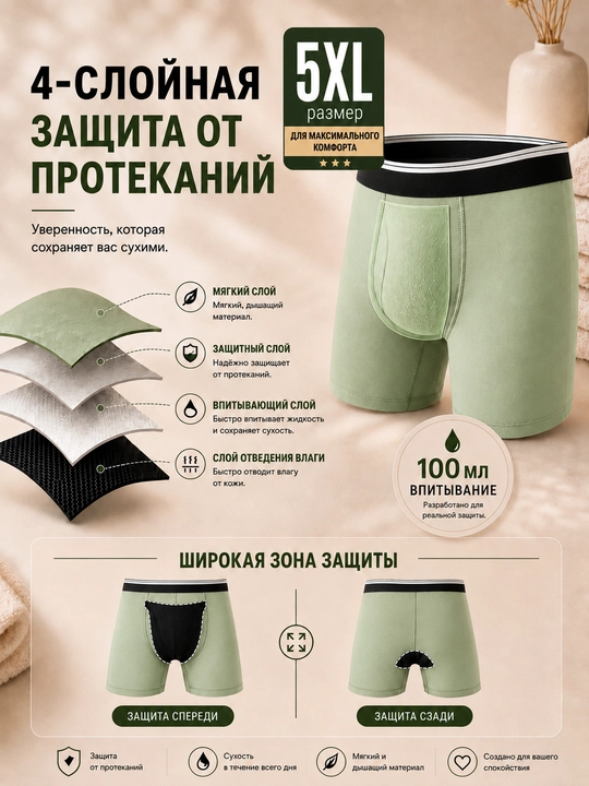 Erkaklar uchun ko‘p martalik ichki kiyim va boksyerlar, paxta va bambuk tolali, 4XL, 5XL, 6XL