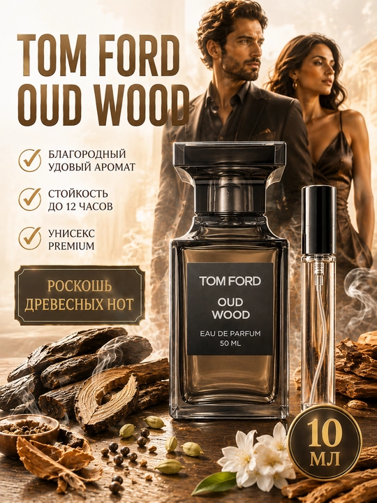 Духи Tom Ford Oud Wood, стойкий парфюм для мужчин, духи с дорогим шлейфом - 