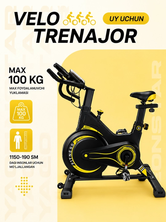 Velotrenajer, uy uchun kardiotrenajer, 120 kg gacha - 