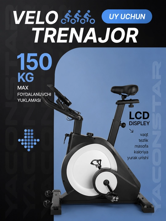 Velotrenajer, uy uchun kardiotrenajer, 120 kg gacha - 