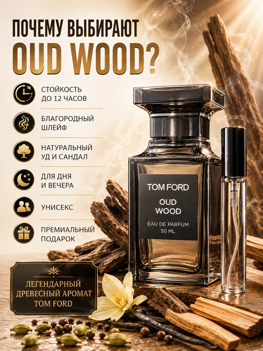 Духи Tom Ford Oud Wood, стойкий парфюм для мужчин, духи с дорогим шлейфом
