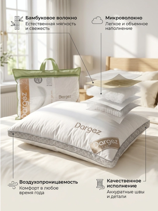 Гипоаллергенная подушка, 2 шт., 50 x 70 см - 