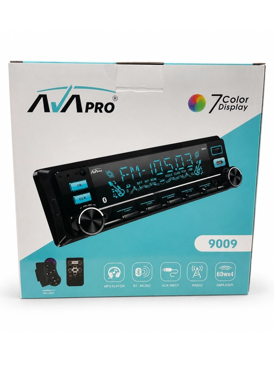 Автомагнитола AVA PRO 9009, Bluetooth, USB, AUX, 7-цветный дисплей, 4×60 Вт
