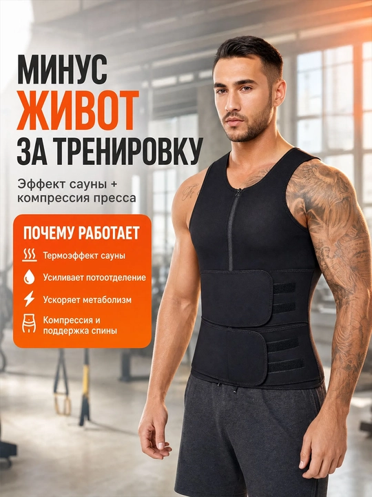 Erkaklar uchun belni korreksiya qiluvchi neopren mayka-korset L-3XL