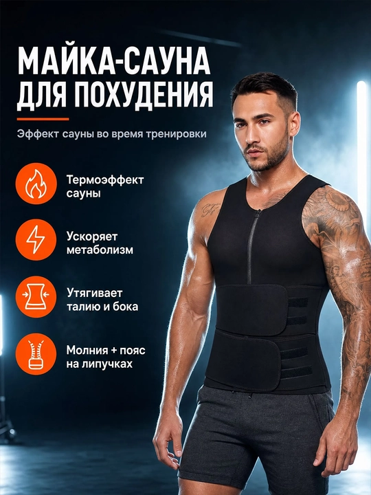 Erkaklar uchun belni korreksiya qiluvchi neopren mayka-korset L-3XL