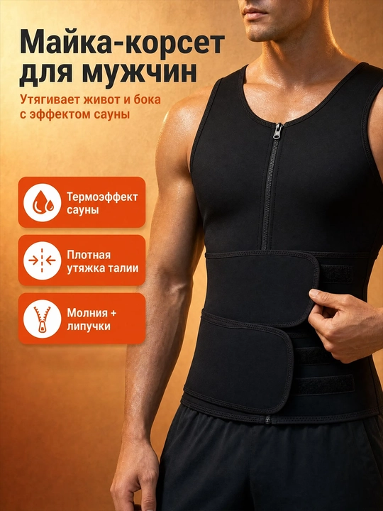 Erkaklar uchun belni korreksiya qiluvchi neopren mayka-korset L-3XL