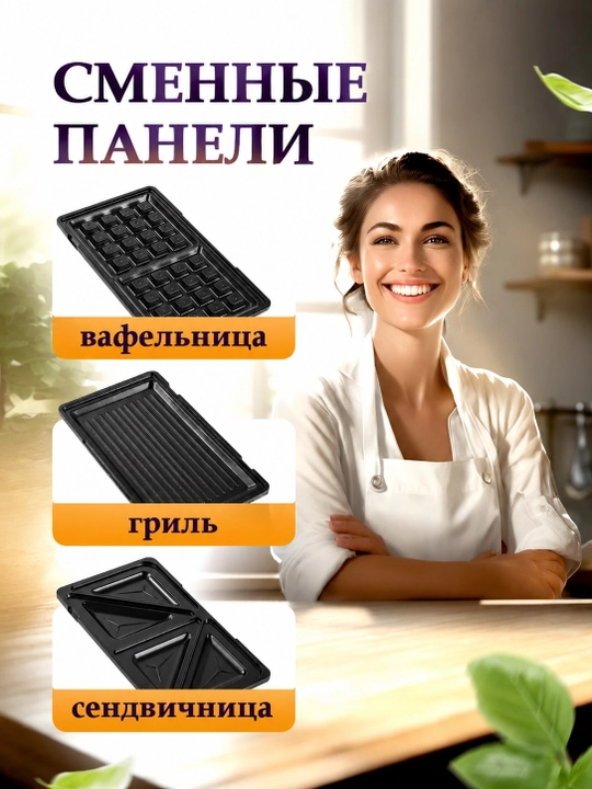 Мультипекарь Sofaner, 3 в 1, Perfecto + 750 Вт — вафельница, бутербродница, гриль