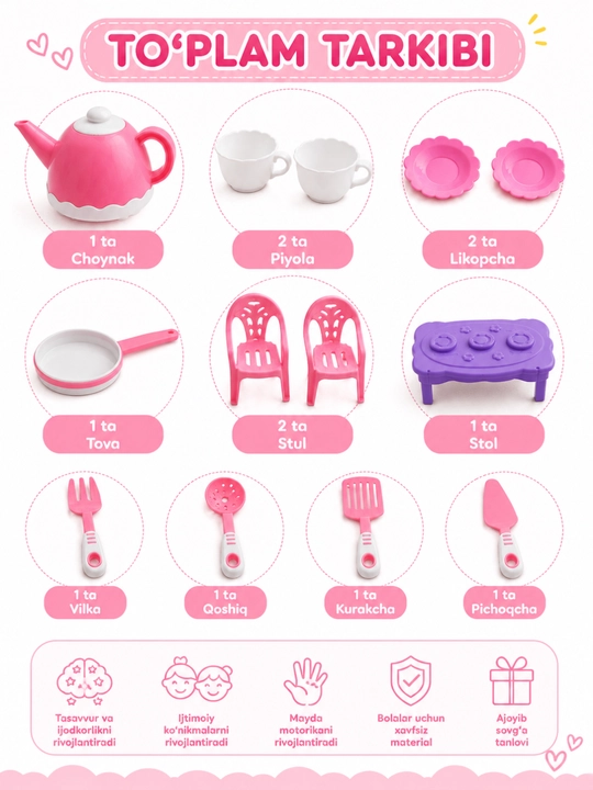 Детский игровой набор кухонной посуды в чемодане Kitchen Set
