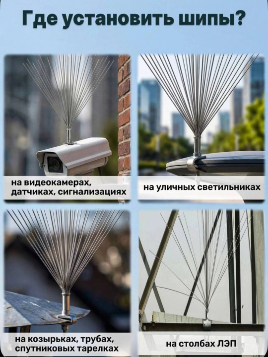 Шипы противоприсадные отпугиватель птиц, 25 шипов по 60 см