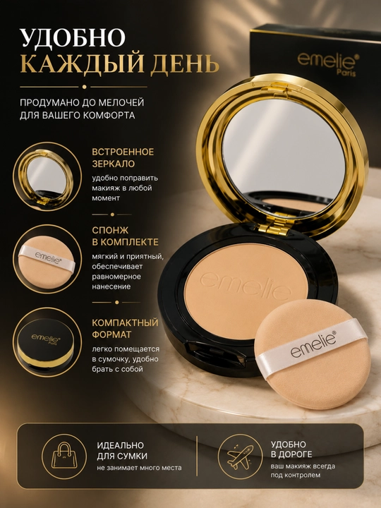 Emelie Paris About Matte Long Lasting Pressed Powder kompakt upasi